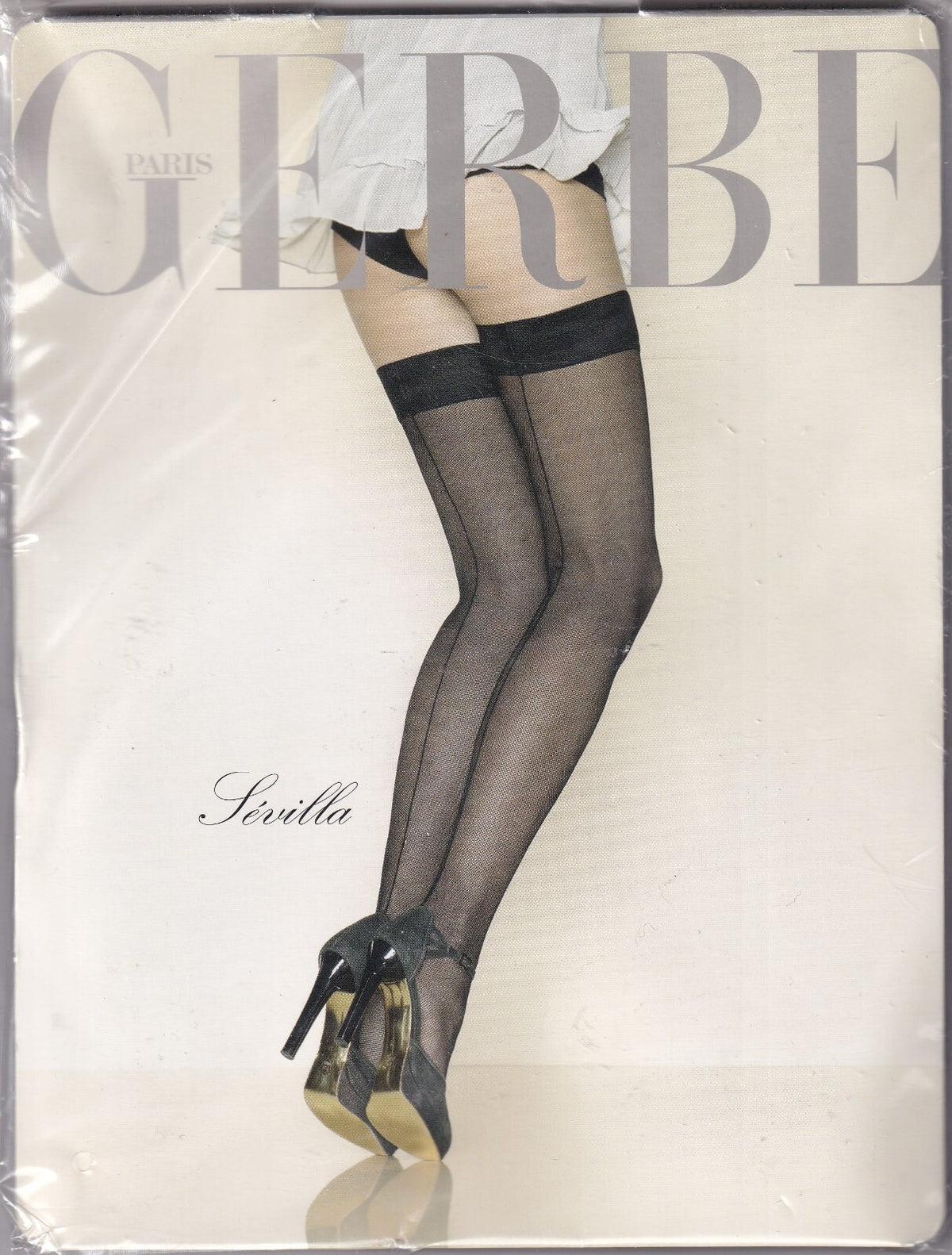 Bas jarretière GERBE SÉVILLA Écru ou Noir. 2 tailles. Seamed stay-ups