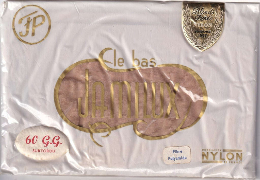 Bas couture (1957) JAMILUX Blonds Dorés. Fully Fashioned Stockings